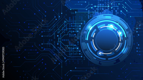 Abstract technological background with a central glowing circular element