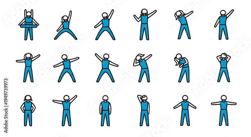 Stick figures in various yoga poses.