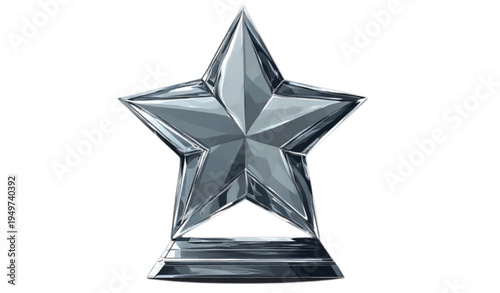 A shiny silver star trophy on a pedestal, symbolizing excellence and achievement