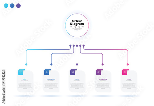 Modern minimalist, elegant, clean, circular steps, editable infographic design template