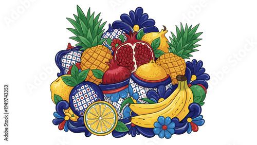 Vibrant Tropical Fruit Still Life Art for Food & Beverage Marketing