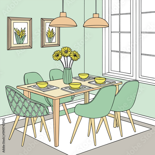 dining room interior with table