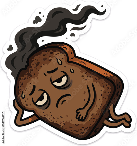 Toast Character with Angry Expression.