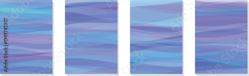 幻想的な寒色の波の抽象的な曲線グラデーション背景セット