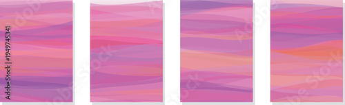 幻想的な暖色の波の抽象的な曲線グラデーション背景セット