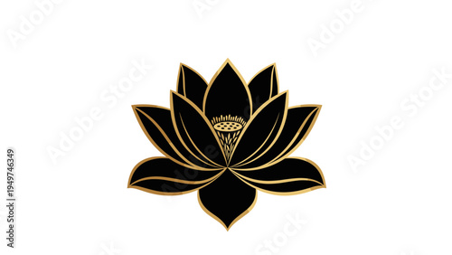 Elegant Black & Gold Lotus Flower Icon for Branding & Wellness Design