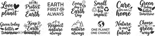 Earth Day Eco Awareness Typography Bundle Inspirational Quotes for Planet Protection