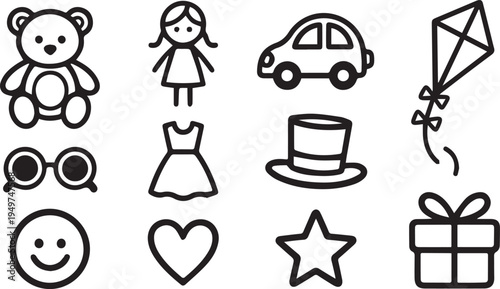 Set of 10 simple line icons vector