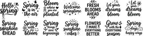 Spring Bloom Typography Bundle With Fresh Floral Quotes Nature Awakening Lettering Collection for Stickers Apparel and Seasonal Prints