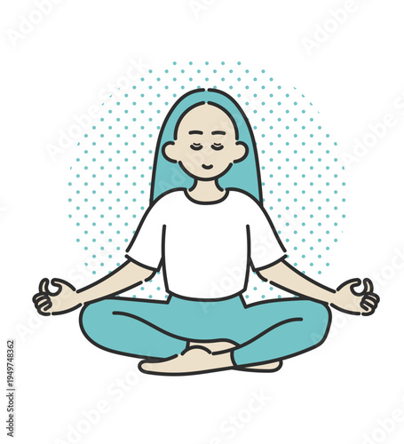 瞑想をする女性のイラスト