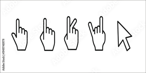 Computer mouse and hand cursor icons