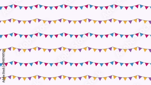Festive Bunting Garland Pattern Celebration Party Decoration Background Seamless Loop Animated
