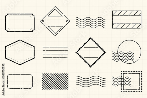 Vintage postal stamp design elements vector set