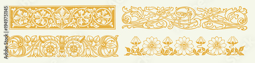 Elegant floral decorative border designs element vector set