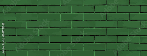 Green brick background, featuring a textured brick style. The background is green, providing a bold, uniform green background look. Brick texture background vector wallpaper