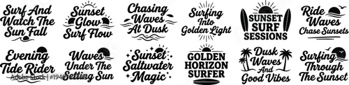 Surf Sunset Adventure Quotes Typography Bundle for Coastal Beach Lifestyle and Surf Culture Branding