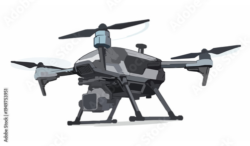 Flying aerial drone with camera industrial technology vector
