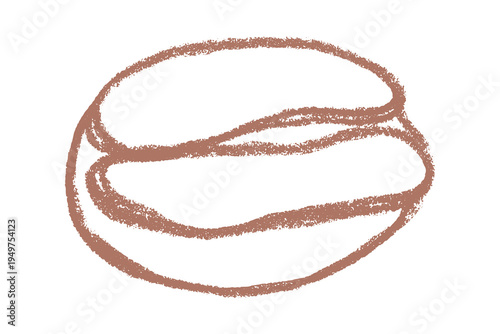 Hand drawn fresh roasted coffee bean Arabica robusta seed doodle Single element for print, web, design, decor