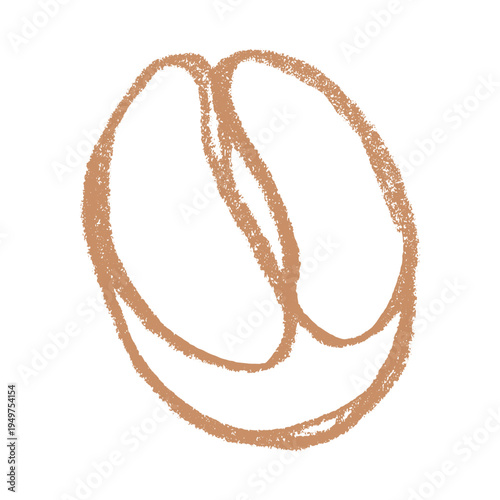 Hand drawn fresh roasted coffee bean Arabica robusta seed doodle Single element for print, web, design, decor