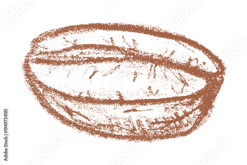 Hand drawn fresh roasted coffee bean Arabica robusta seed doodle Single element for print, web, design, decor