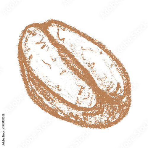 Hand drawn fresh roasted coffee bean Arabica robusta seed doodle Single element for print, web, design, decor