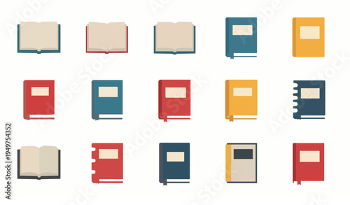 folder icon set Education Book Flat Icon Collection Open Book Study Symbols Vector