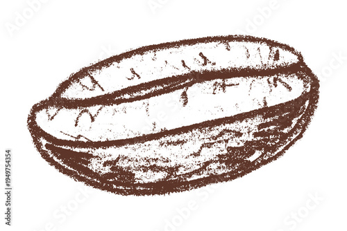 Hand drawn fresh roasted coffee bean Arabica robusta seed doodle Single element for print, web, design, decor