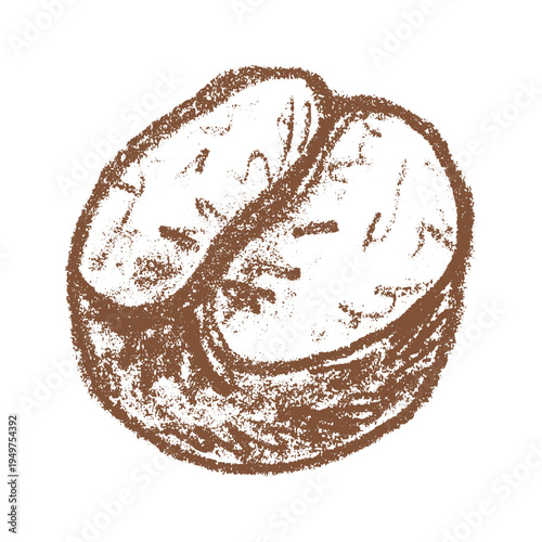 Hand drawn fresh roasted coffee bean Arabica robusta seed doodle Single element for print, web, design, decor