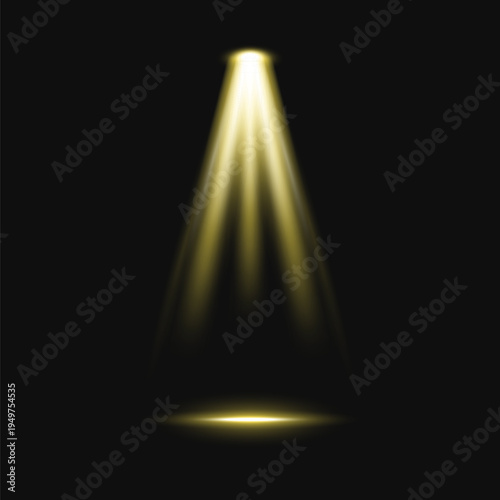 Golden spotlight on dark stage vector