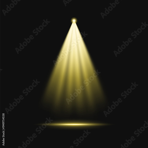 Golden spotlight on dark stage vector
