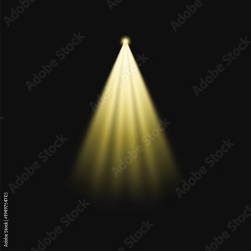Golden spotlight on dark stage vector