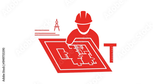 Construction worker with building plans.