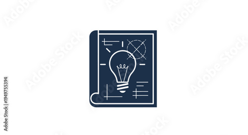Light Bulb Icon on Blueprint Paper.