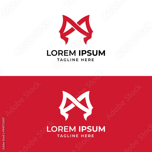 Letter M modern abstrak logo red, a professional business logo symbol for a flight travel brand or airline transport company web button