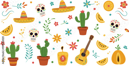 Flat design elements collection for cinco de mayo celebration