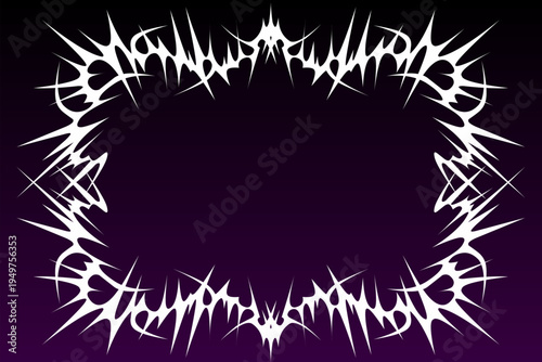 Tribal thorn frame in sharp gothic vector style. Ideal for edgy streetwear, metal posters, brutalist art, and bold tattoo-inspired border designs