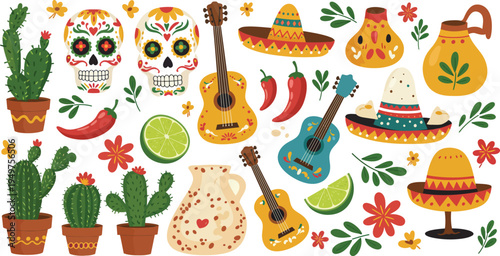 Flat design elements collection for cinco de mayo celebration