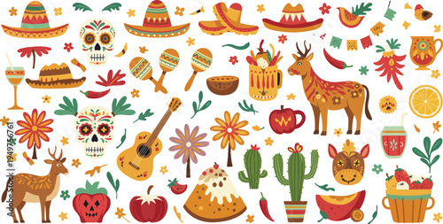 Flat design elements collection for cinco de mayo celebration