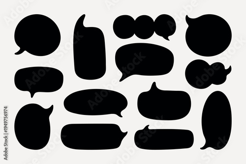 Black speech bubble silhouettes variety element vector set