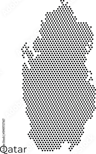 Minimalist black dotted vector map of Qatar on a white background. Modern point pattern country silhouette for travel, middle east geography, and corporate design.
