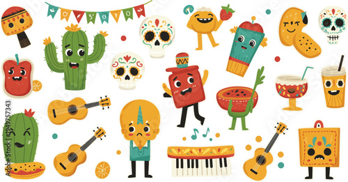 Flat design elements collection for cinco de mayo celebration