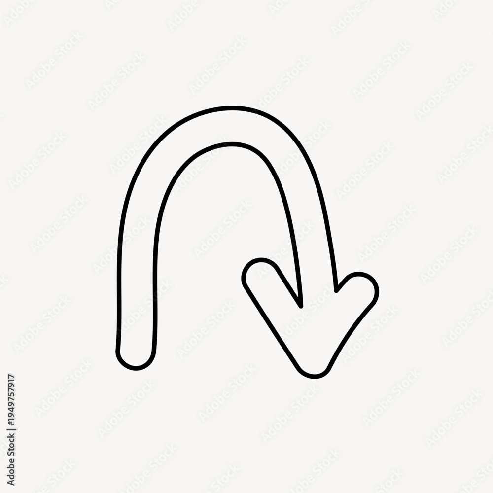 Obraz premium Curved arrow pointing downwards element vector