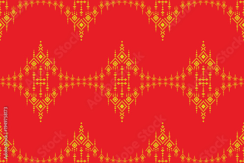 Modern black and white ikat diamond and arrow pattern. Seamless geometric tribal ornament for textile design and graphic background.CMYK