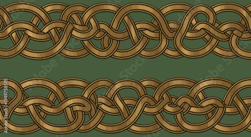 Celtic knotwork pattern gold interlocking rings design