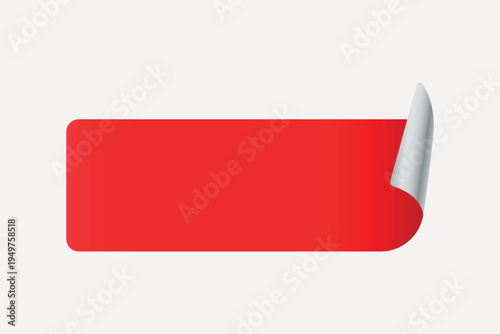 Red sticker with curled edge element vector
