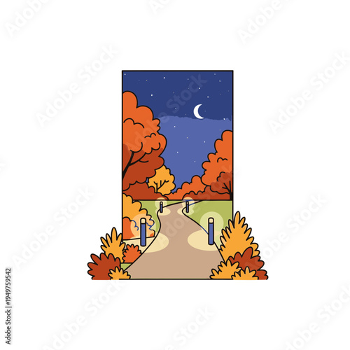 Autumn Night Path Illustration vector illustration