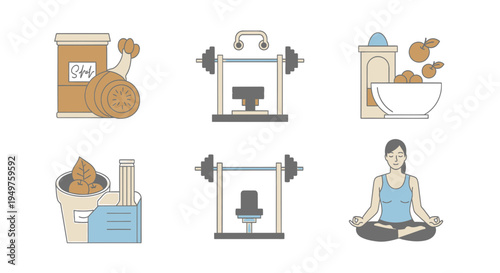 Healthy Lifestyle Vector Icon Set vector illustration