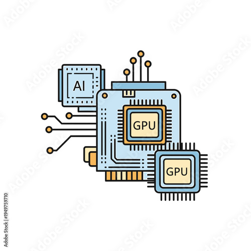 AI GPU Chip Set Concept vector illustration