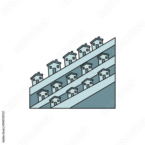 Terraced Houses on a Hillside vector illustration