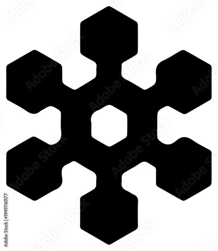 Solid black filled icon of anomaly detection machine learning concept with hexagonal pattern